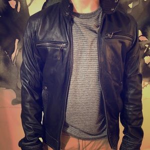 7DIAMONDS Black Leather Jacket